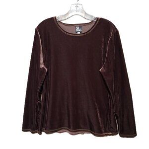 Ali Miles L Top Blouse Velvet Brown Whimsigoth Indie Witchy Cozy Glam Grunge Mod